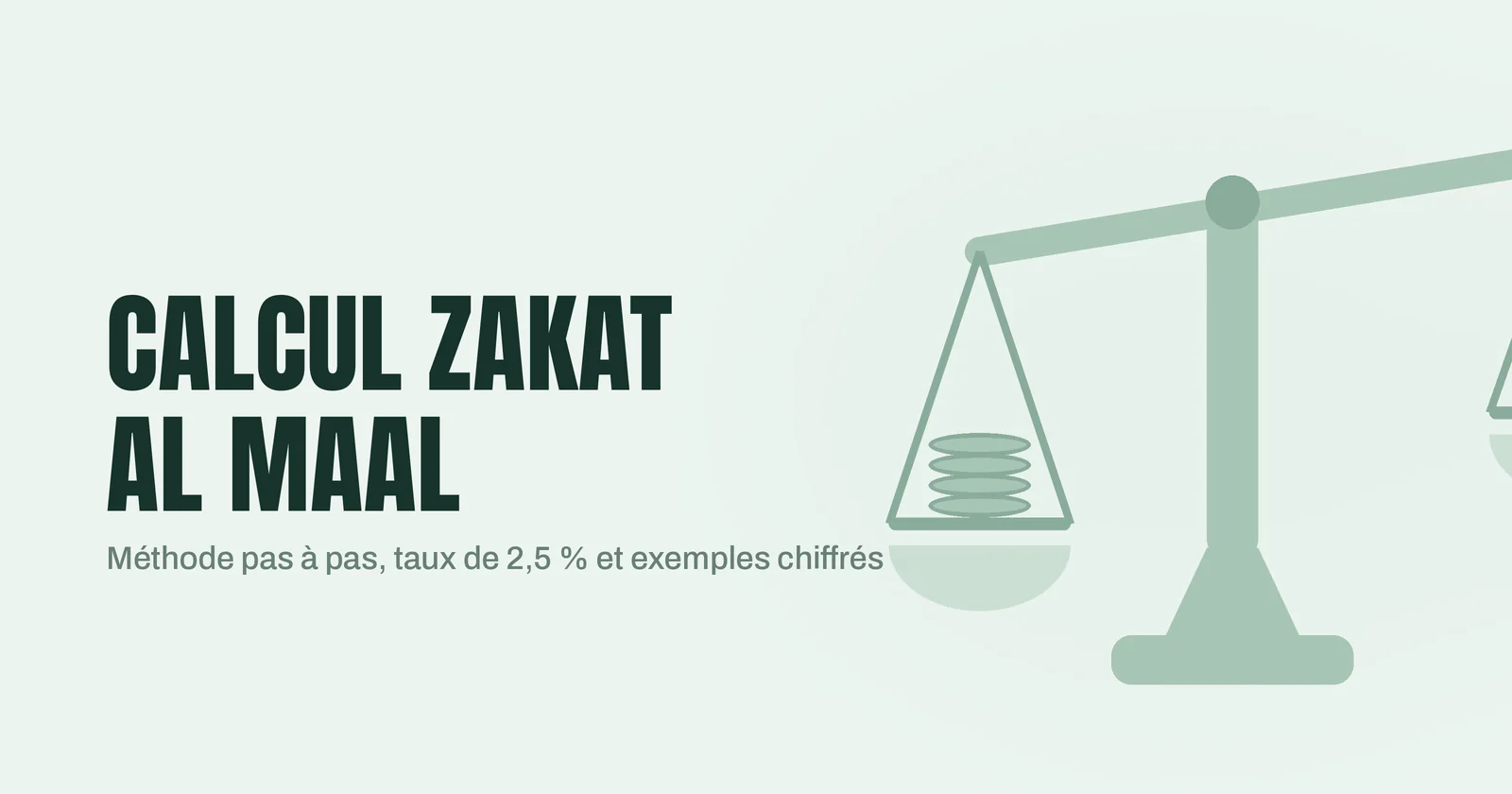 Balance à deux plateaux inclinée illustrant le calcul de la zakat al maal au taux de 2,5 %
