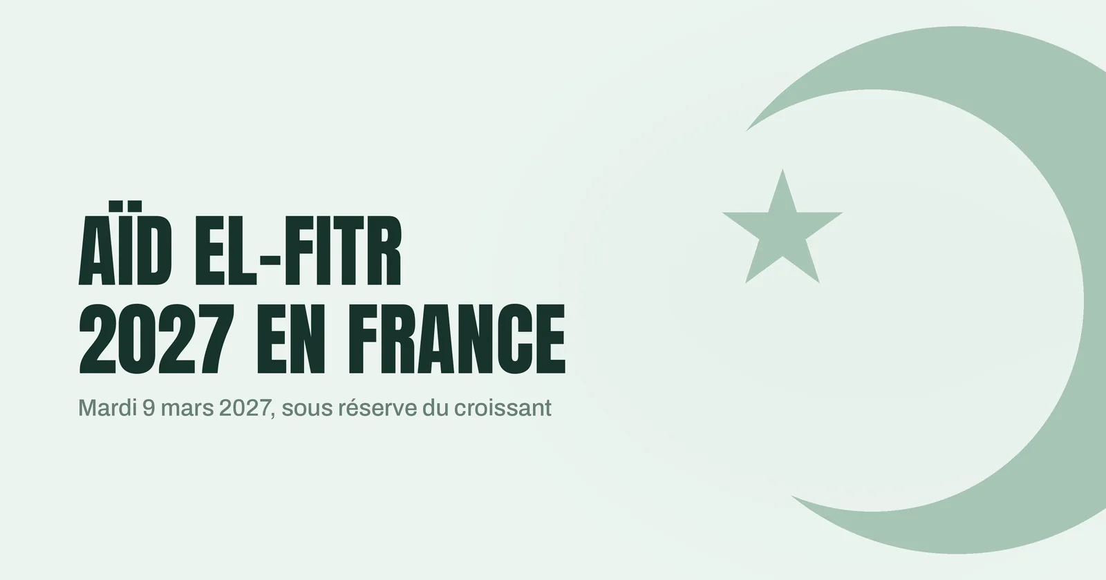 Croissant de lune et étoile illustrant la date de l'Aïd el-Fitr 2027 en France